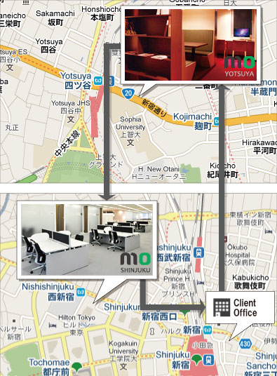 個室オフィスを借りているAさんは、moboff新宿アイランドのスペースを使い分け、一日の仕事をこなしています。